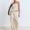 Baumwollhose mit Paperbag-Taille