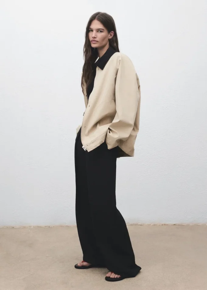 Baumwolljacke mit Cordkragen Baumwolljacke mit Cordkragen