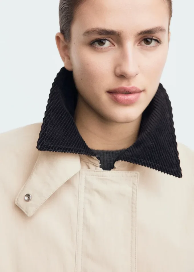 Baumwolljacke mit Cordkragen Baumwolljacke mit Cordkragen