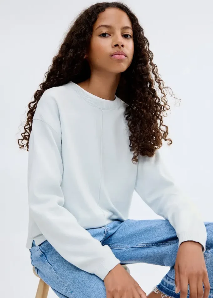 Baumwollpullover mit Ziernähten Baumwollpullover mit Ziernähten