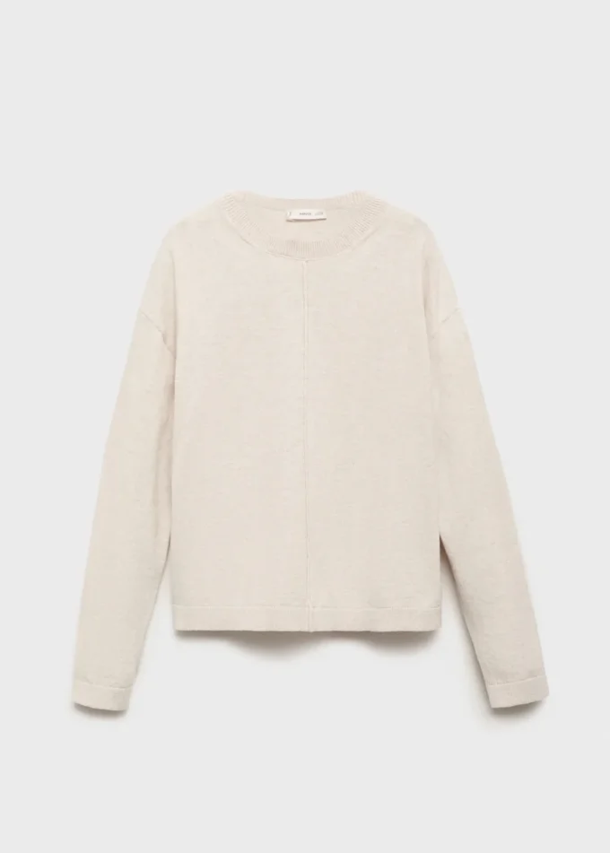 Baumwollpullover mit Ziernähten Baumwollpullover mit Ziernähten