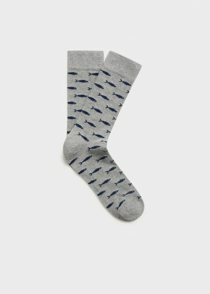 Baumwollsocken mit Fischprint