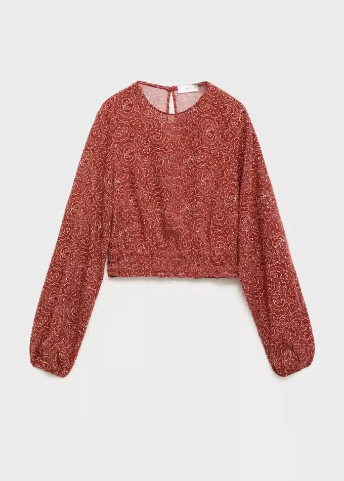 Bedruckte Bluse mit Puffärmeln
