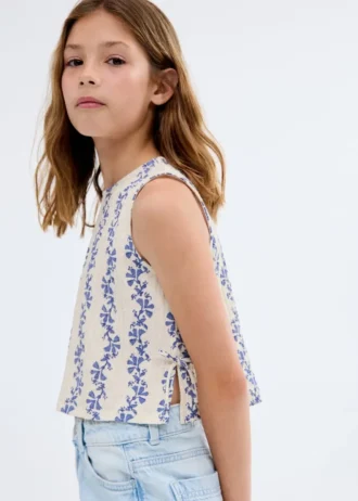 Bedruckte Bluse mit Schleife