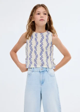 Bedruckte Bluse mit Schleife