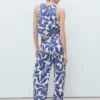 Bedruckte Hose aus Leinenmischung Bedruckte Hose aus Leinenmischung