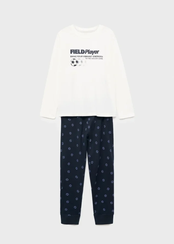 Bedruckter langer Pyjama mit Kaninchenmotiv