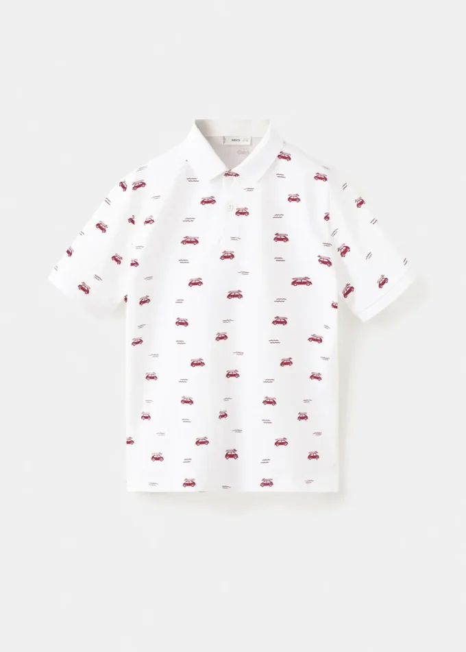 Bedrucktes Baumwoll-Poloshirt