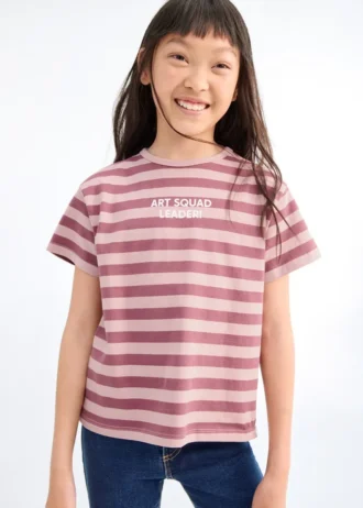Bedrucktes gestreiftes T-Shirt