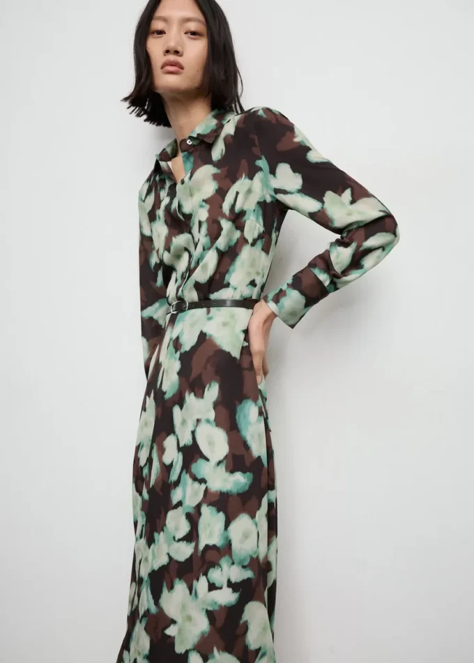 Bedrucktes Hemdkleid mit Gürtel