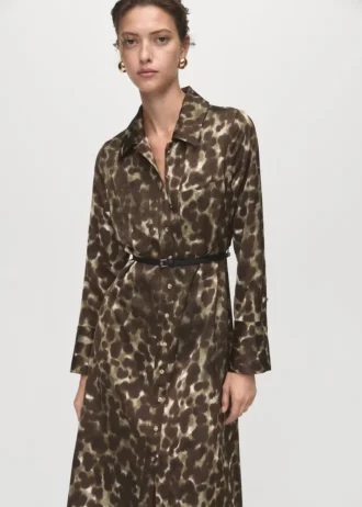 Bedrucktes Hemdkleid mit Gürtel