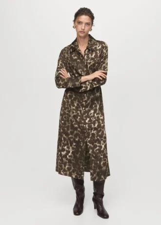 Bedrucktes Hemdkleid mit Gürtel