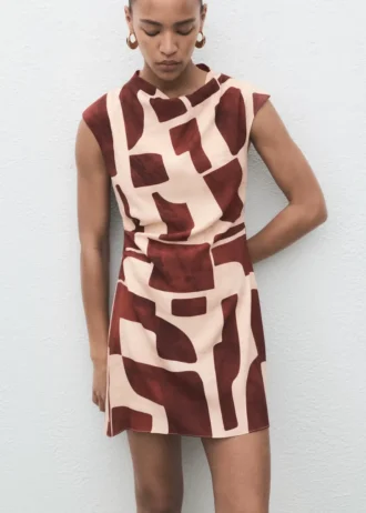 Bedrucktes Kleid mit drapiertem Ausschnitt