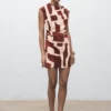 Bedrucktes Kleid mit drapiertem Ausschnitt