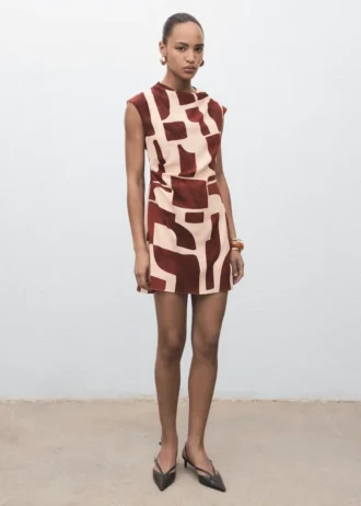 Bedrucktes Kleid mit drapiertem Ausschnitt