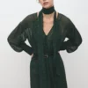 Bedrucktes Kleid mit Foulard