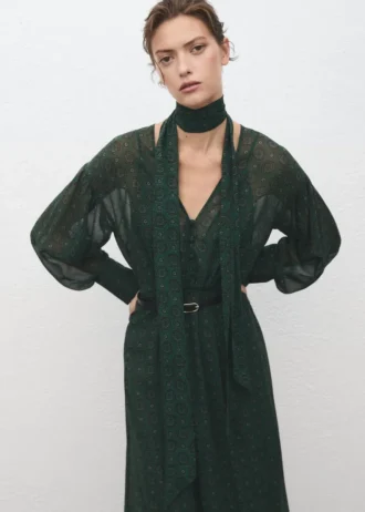 Bedrucktes Kleid mit Foulard