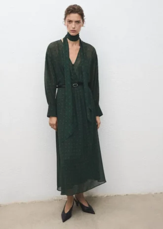 Bedrucktes Kleid mit Foulard