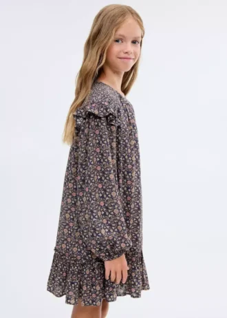 Bedrucktes Kleid mit Rüschen