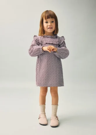 Bedrucktes Kleid mit Rüschen