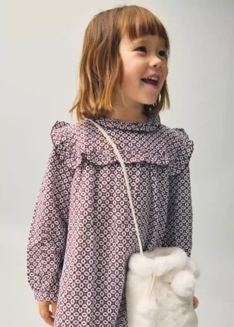 Bedrucktes Kleid mit Rüschen
