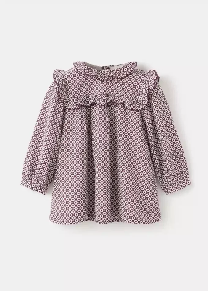 Bedrucktes Kleid mit Rüschen Bedrucktes Kleid mit Rüschen