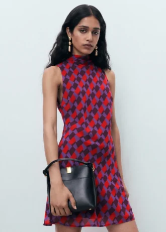 Bedrucktes Kleid mit Schleifendetail