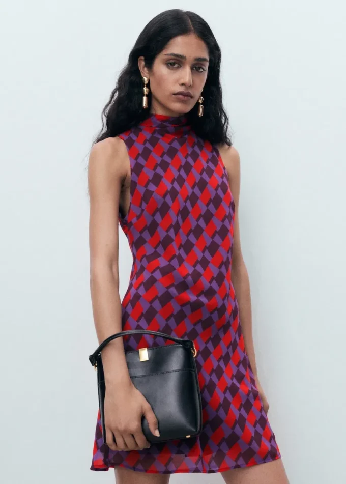 Bedrucktes Kleid mit Schleifendetail