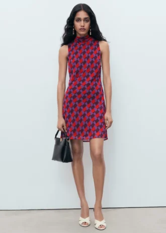 Bedrucktes Kleid mit Schleifendetail
