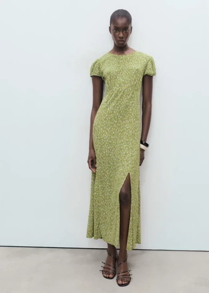 Bedrucktes Kleid mit seitlicher Öffnung