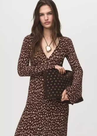 Bedrucktes Kleid mit V-Ausschnitt