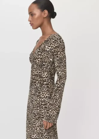 Bedrucktes Kleid mit V-Ausschnitt