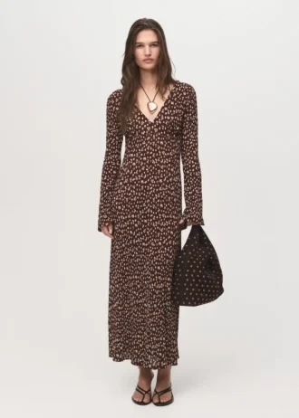 Bedrucktes Kleid mit V-Ausschnitt