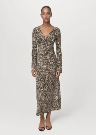 Bedrucktes Kleid mit V-Ausschnitt
