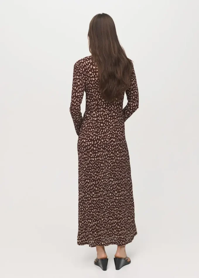 Bedrucktes Kleid mit V-Ausschnitt