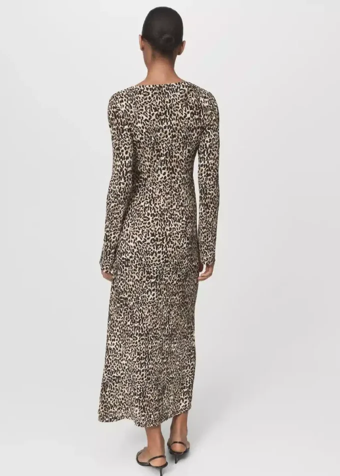 Bedrucktes Kleid mit V-Ausschnitt