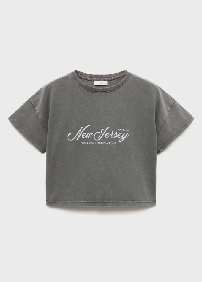 Bedrucktes, kurz geschnittenes T-Shirt