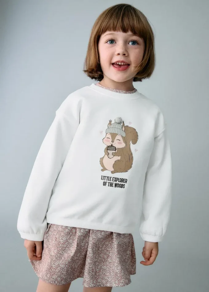 Bedrucktes Sweatshirt mit Stickerei Bedrucktes Sweatshirt mit Stickerei