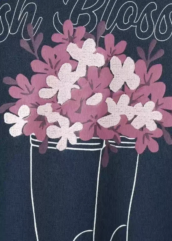 Bedrucktes Sweatshirt mit Stickerei