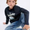 Bedrucktes T-Shirt aus Baumwollmischung Bedrucktes T-Shirt aus Baumwollmischung