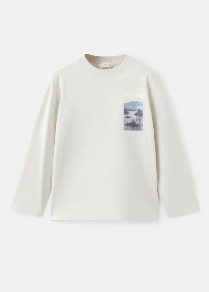 Bedrucktes T-Shirt aus Baumwollmischung Bedrucktes T-Shirt aus Baumwollmischung