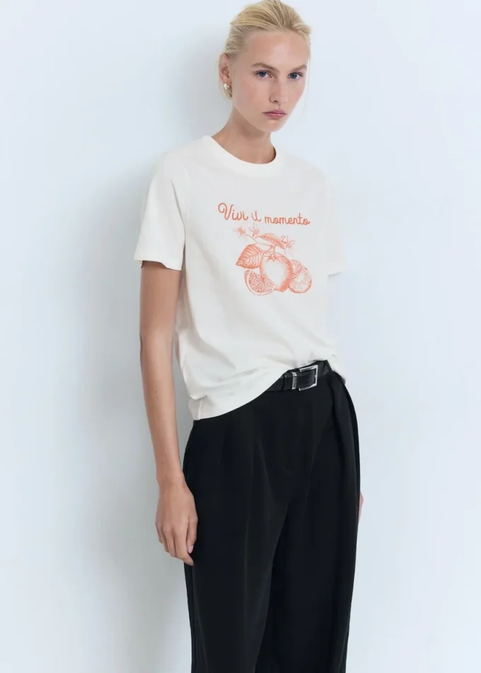 Bedrucktes T-Shirt aus Baumwollmischung