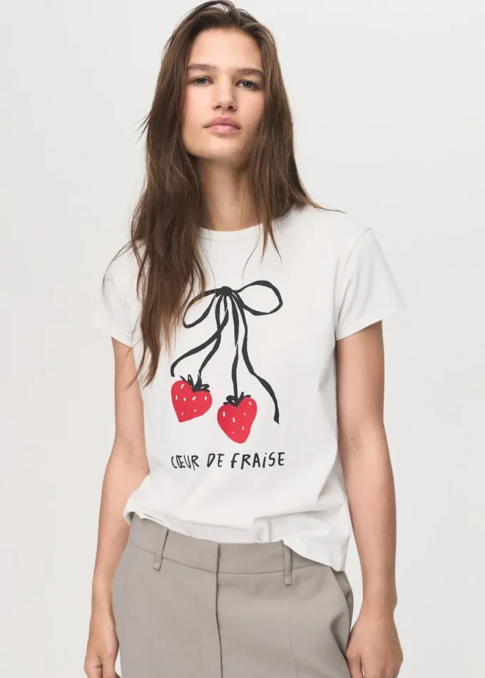 Bedrucktes T-Shirt aus Baumwollmischung