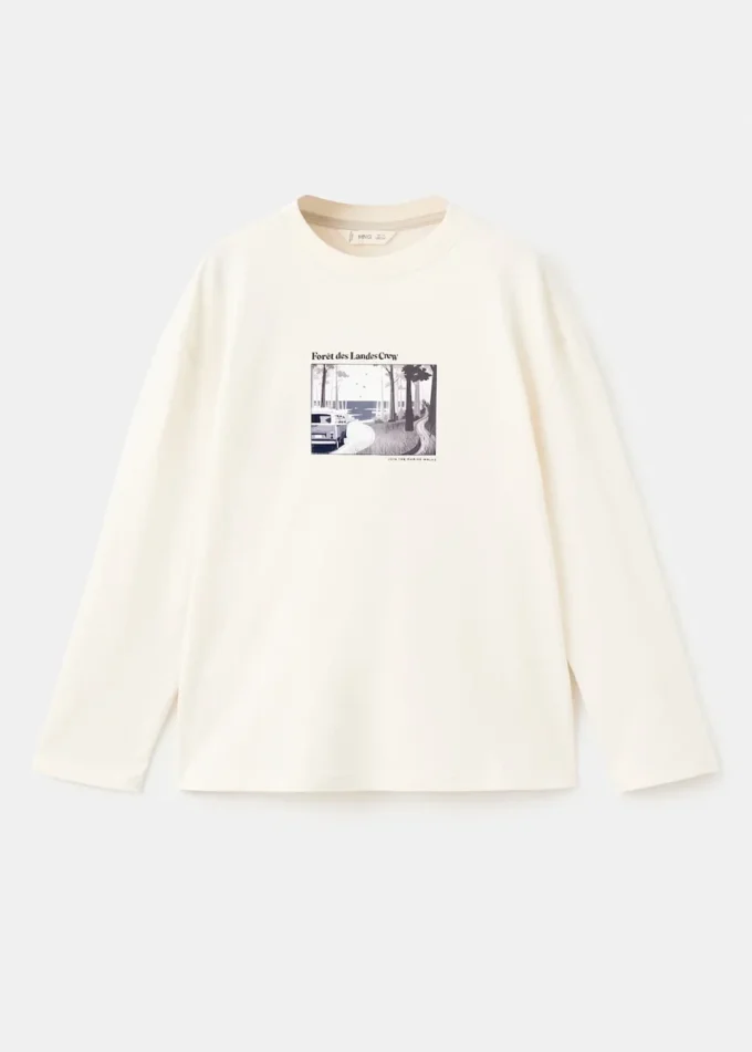 Bedrucktes T-Shirt aus Baumwollmischung Bedrucktes T-Shirt aus Baumwollmischung