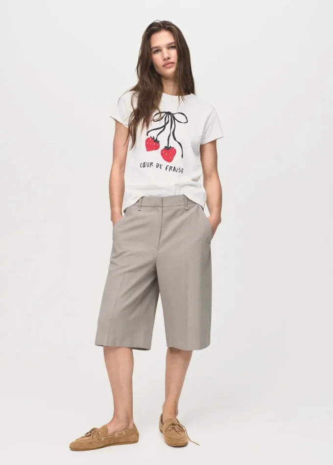 Bedrucktes T-Shirt aus Baumwollmischung