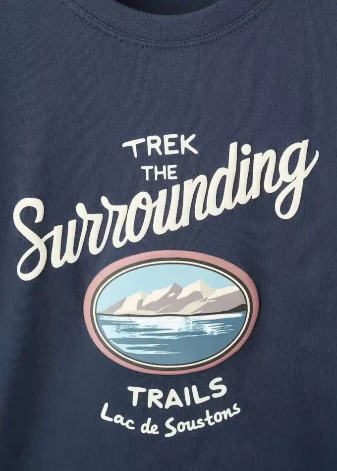 Bedrucktes T-Shirt aus Baumwollmischung Bedrucktes T-Shirt aus Baumwollmischung