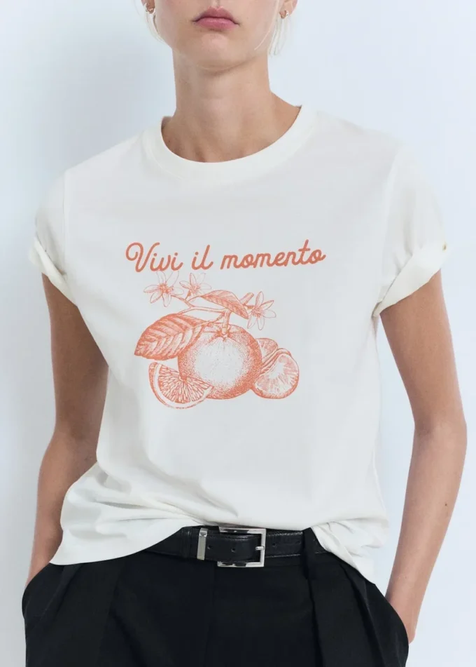 Bedrucktes T-Shirt aus Baumwollmischung