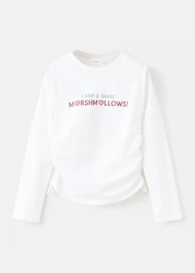 Bedrucktes T-Shirt mit Rüschen