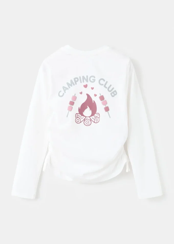 Bedrucktes T-Shirt mit Rüschen