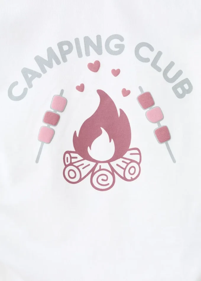 Bedrucktes T-Shirt mit Rüschen